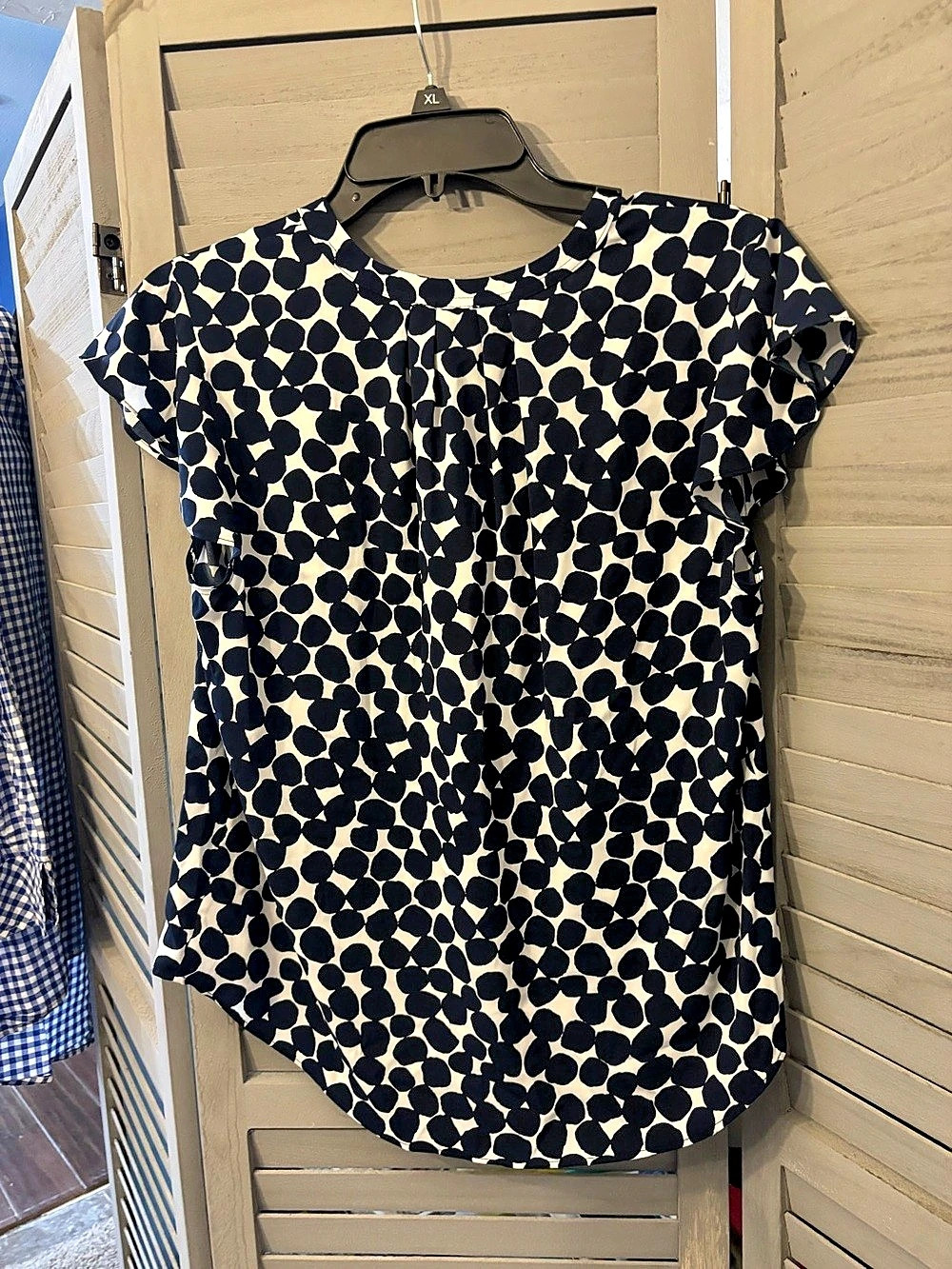 Calvin Klein Abstract Print Blouse in Blue & White Size Medium NWT